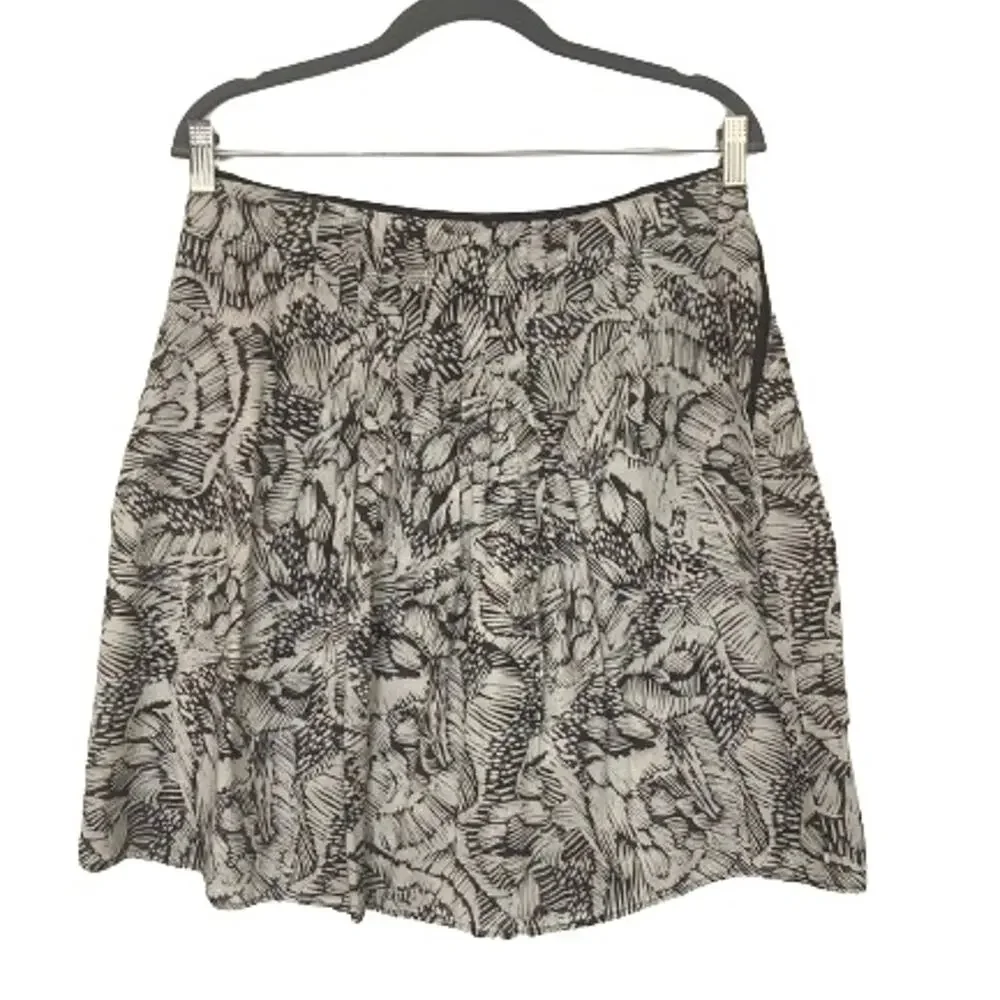 Eddie Bauer Cotton Floral Print A-Line Skirt Lightweight Brown White Size 6 90's